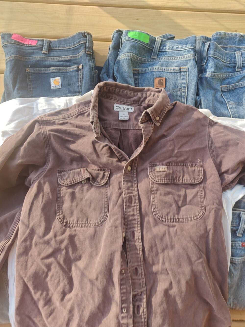 Carhartt Rugged Outdoor Wear Maroon Button-Down Long Sleeve Work Shirt Size M